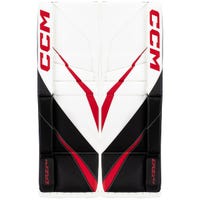 CCM Extreme Flex E6.5 Junior Goalie Leg Pads in White/Black/Red Size 26+1in