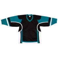 Stadium Youth Hockey Jersey - in Black/Teal/White Size Goal Cut (Junior)