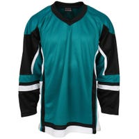 Stadium Adult Hockey Jersey - in Teal/Black/White Size Goal Cut (Intermediate)