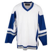 Stadium Adult Hockey Jersey - White/Royal/Grey in Royal White/Grey Size Goal Cut (Intermediate)