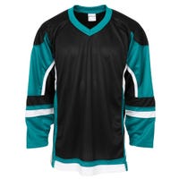 Stadium Adult Hockey Jersey - in Black/Teal/White Size Large