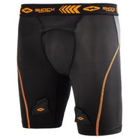 Shock Doctor Compression Senior Jock Shorts w/Cup in Black/Orange Size Small