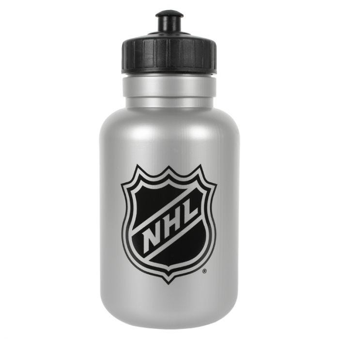 NHL 1000 ML Water Bottle w/ Pull Top - Silver/Black