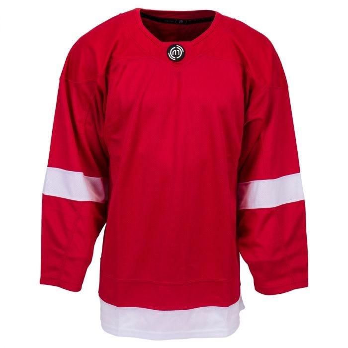 Monkeysports Detroit Wings Uncrested Adult Hockey Jersey in Red Size Goal Cut (Intermediate)