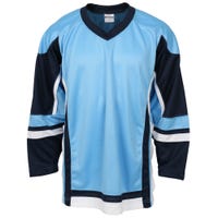 Stadium Youth Hockey Jersey - in Powder Blue/Navy/White Size Goal Cut (Junior)